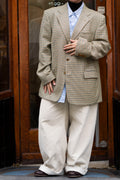 MW-005 Long Sleeve Slit - Beige chequered